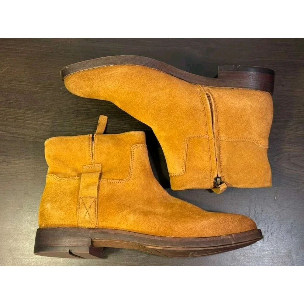 Franco Sarto Classic Women SUEDE LEATHER Boots Ankle Booties Whiskey Brown 8.5 M
